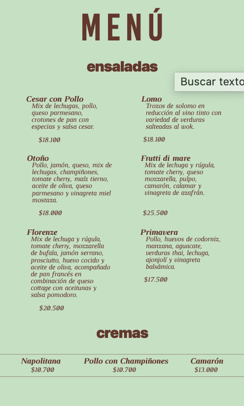 Carta de Pan & Chocolate — página 13